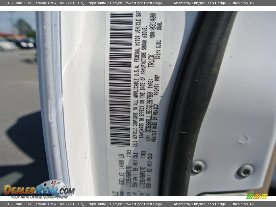 2014 Ram 3500 Laramie Crew Cab 4x4 Dually Bright White / Canyon Brown/Light Frost Beige Photo #8