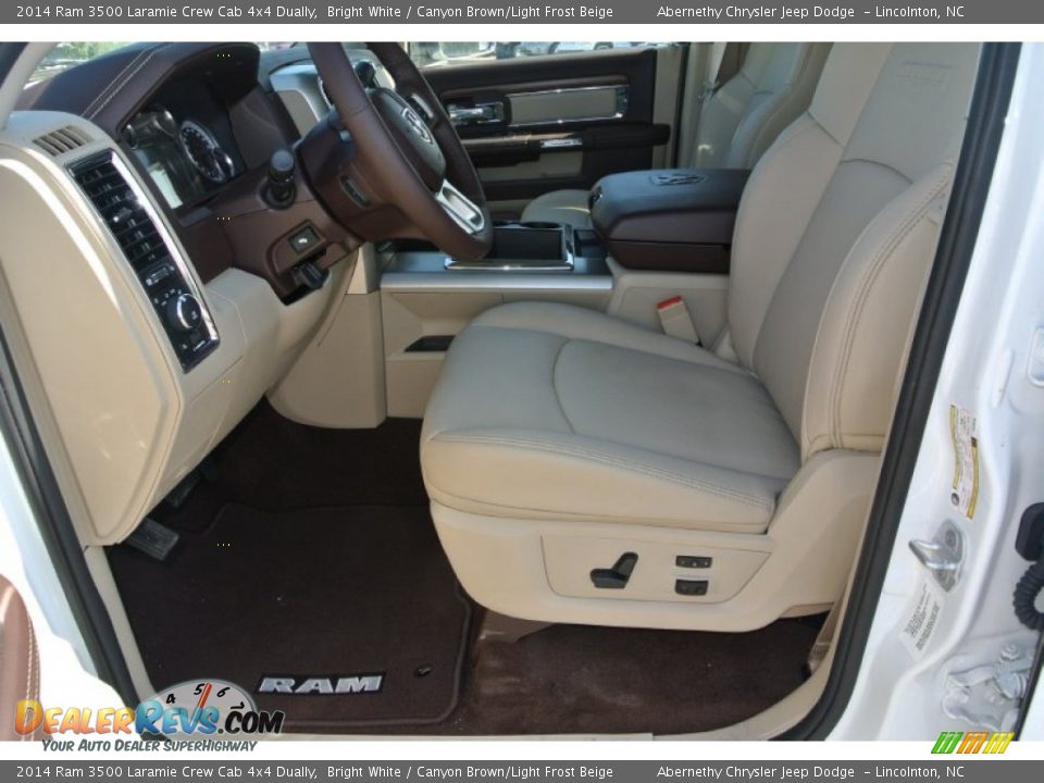 2014 Ram 3500 Laramie Crew Cab 4x4 Dually Bright White / Canyon Brown/Light Frost Beige Photo #9