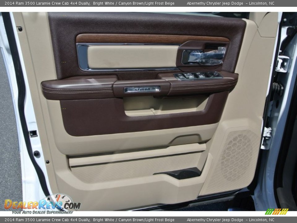 2014 Ram 3500 Laramie Crew Cab 4x4 Dually Bright White / Canyon Brown/Light Frost Beige Photo #10