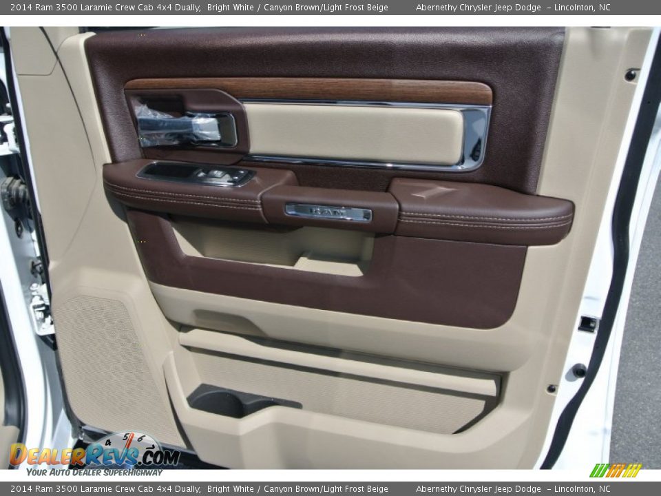 2014 Ram 3500 Laramie Crew Cab 4x4 Dually Bright White / Canyon Brown/Light Frost Beige Photo #24