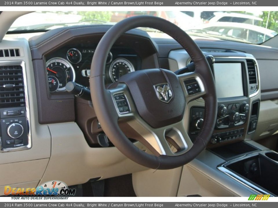 2014 Ram 3500 Laramie Crew Cab 4x4 Dually Bright White / Canyon Brown/Light Frost Beige Photo #28