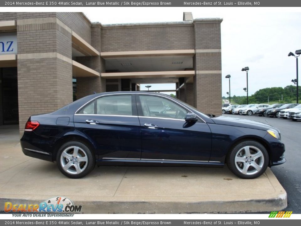 2014 Mercedes-Benz E 350 4Matic Sedan Lunar Blue Metallic / Silk Beige/Espresso Brown Photo #2