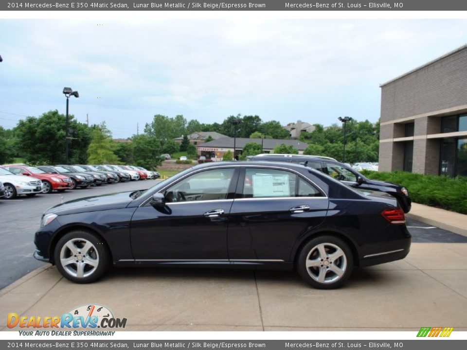 2014 Mercedes-Benz E 350 4Matic Sedan Lunar Blue Metallic / Silk Beige/Espresso Brown Photo #4