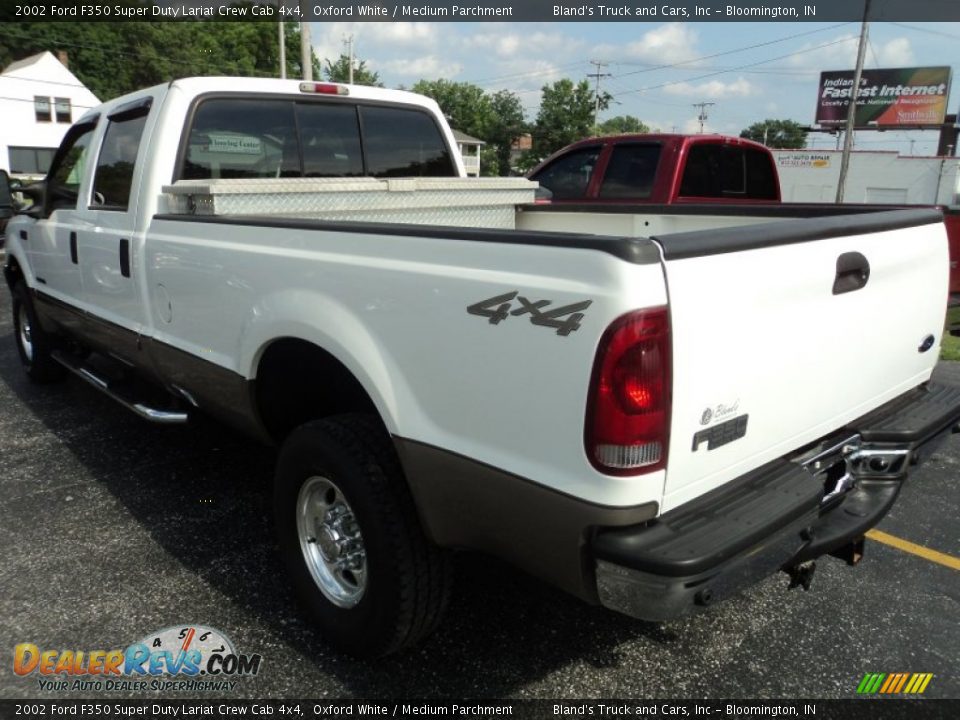 2002 Ford F350 Super Duty Lariat Crew Cab 4x4 Oxford White / Medium Parchment Photo #4