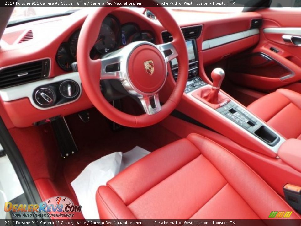 Carrera Red Natural Leather Interior - 2014 Porsche 911 Carrera 4S Coupe Photo #12