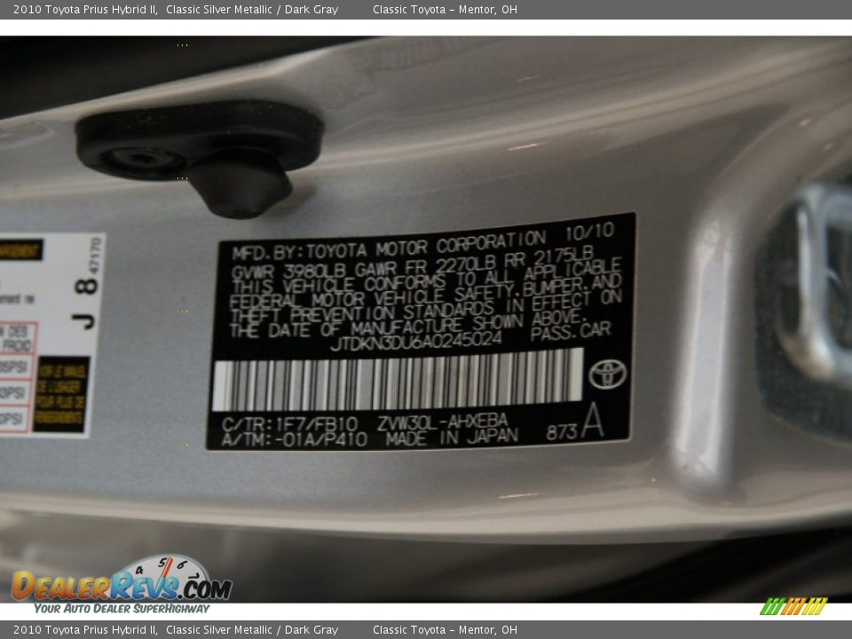 2010 Toyota Prius Hybrid II Classic Silver Metallic / Dark Gray Photo #16