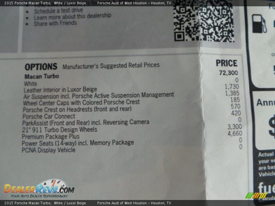 2015 Porsche Macan Turbo Window Sticker Photo #34