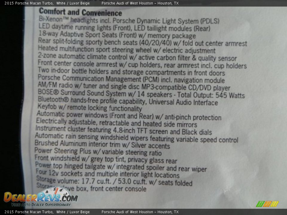 2015 Porsche Macan Turbo Window Sticker Photo #36