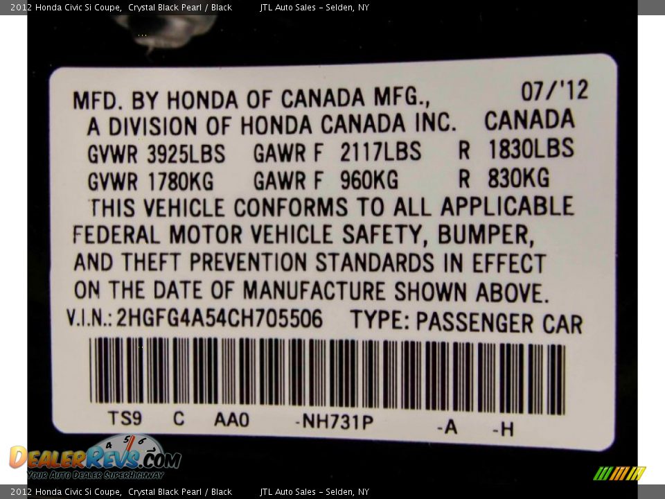 2012 Honda Civic Si Coupe Crystal Black Pearl / Black Photo #24