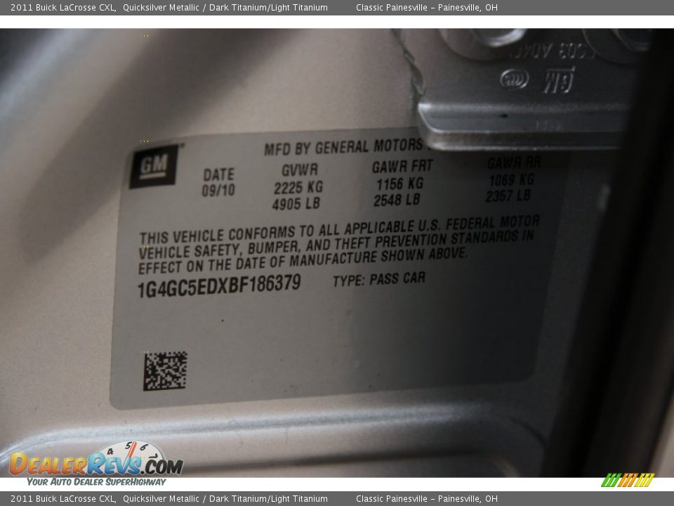 2011 Buick LaCrosse CXL Quicksilver Metallic / Dark Titanium/Light Titanium Photo #16
