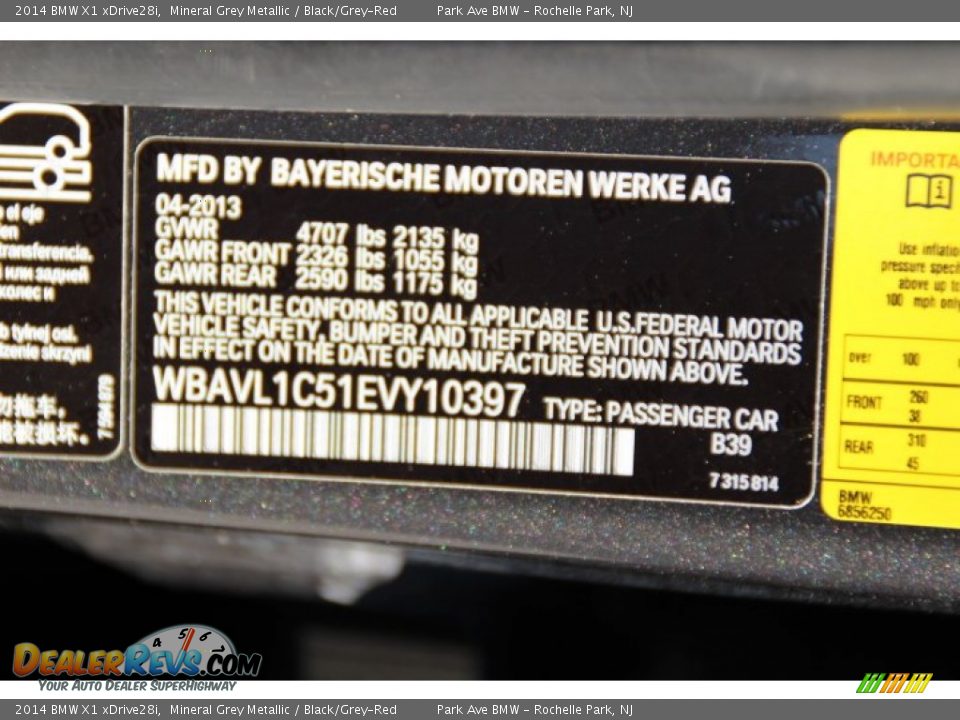 2014 BMW X1 xDrive28i Mineral Grey Metallic / Black/Grey-Red Photo #32