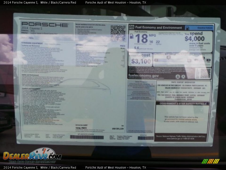 2014 Porsche Cayenne S Window Sticker Photo #36