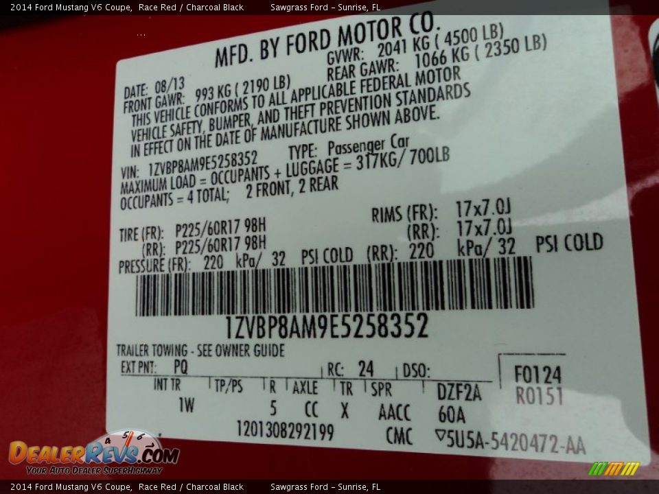 2014 Ford Mustang V6 Coupe Race Red / Charcoal Black Photo #31