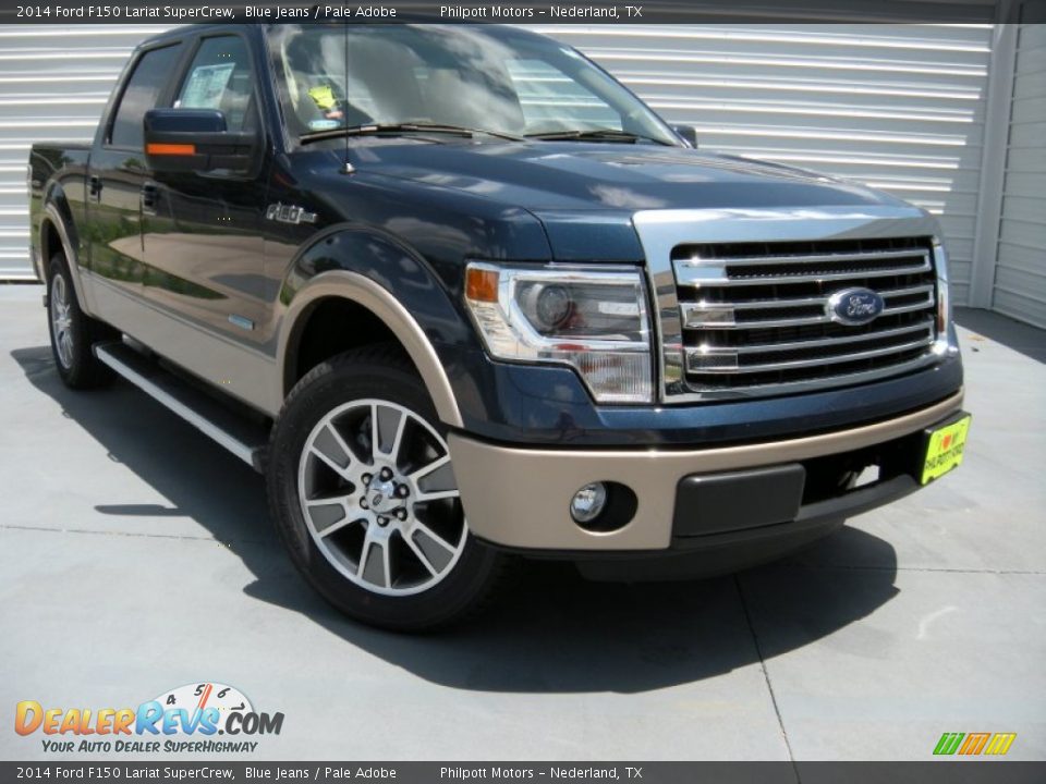2014 Ford F150 Lariat SuperCrew Blue Jeans / Pale Adobe Photo #2