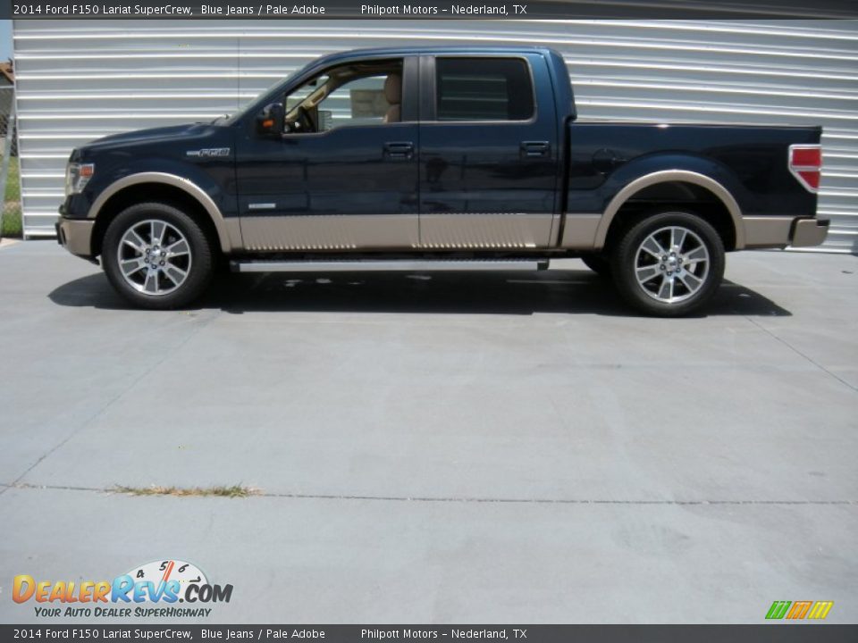 2014 Ford F150 Lariat SuperCrew Blue Jeans / Pale Adobe Photo #6