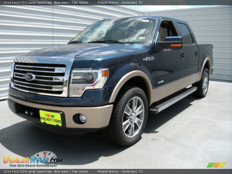 2014 Ford F150 Lariat SuperCrew Blue Jeans / Pale Adobe Photo #7