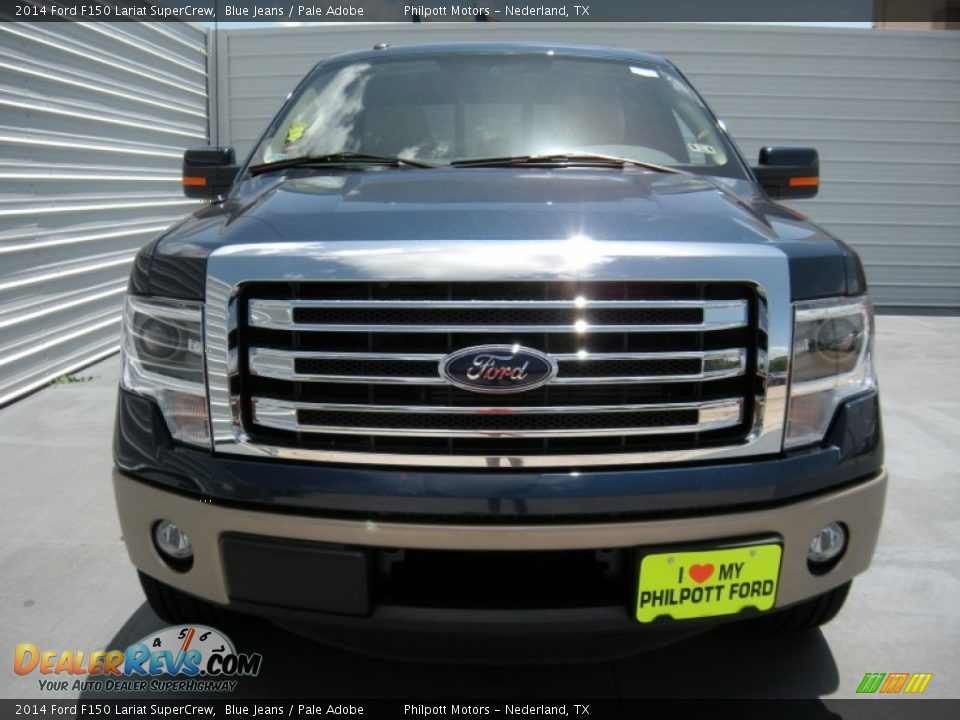 2014 Ford F150 Lariat SuperCrew Blue Jeans / Pale Adobe Photo #8