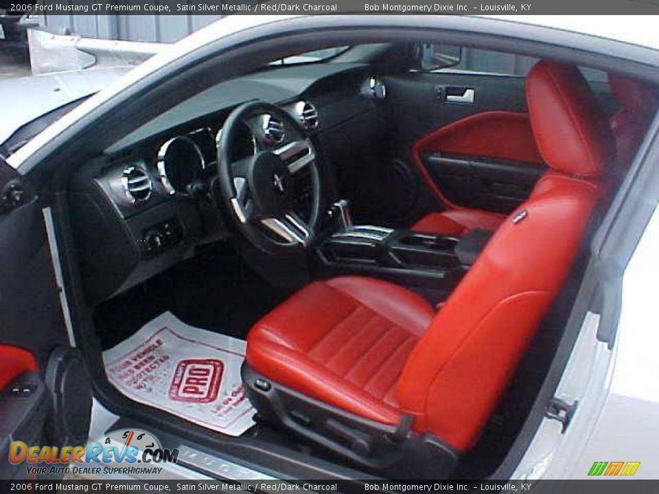 2006 Ford Mustang GT Premium Coupe Satin Silver Metallic / Red/Dark Charcoal Photo #6