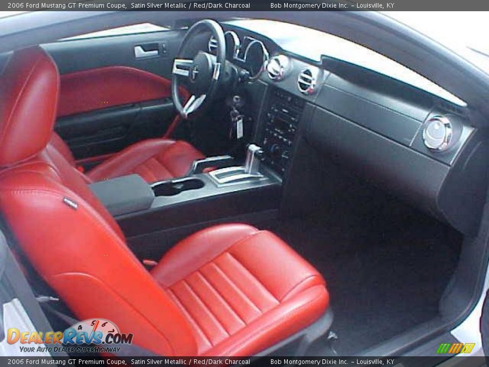 2006 Ford Mustang GT Premium Coupe Satin Silver Metallic / Red/Dark Charcoal Photo #11