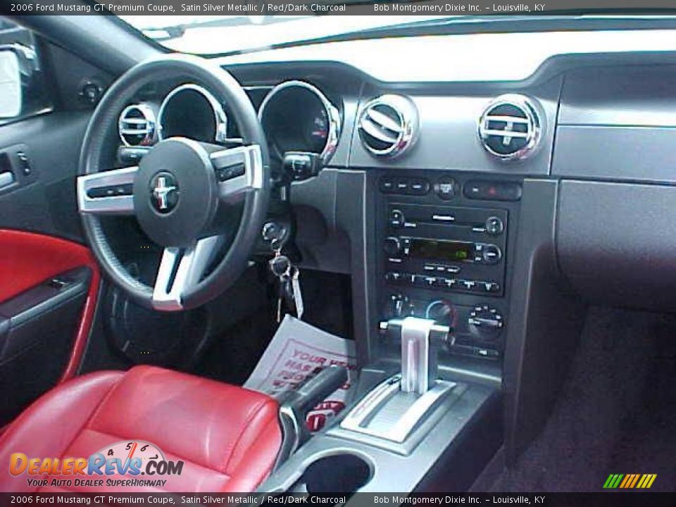2006 Ford Mustang GT Premium Coupe Satin Silver Metallic / Red/Dark Charcoal Photo #12