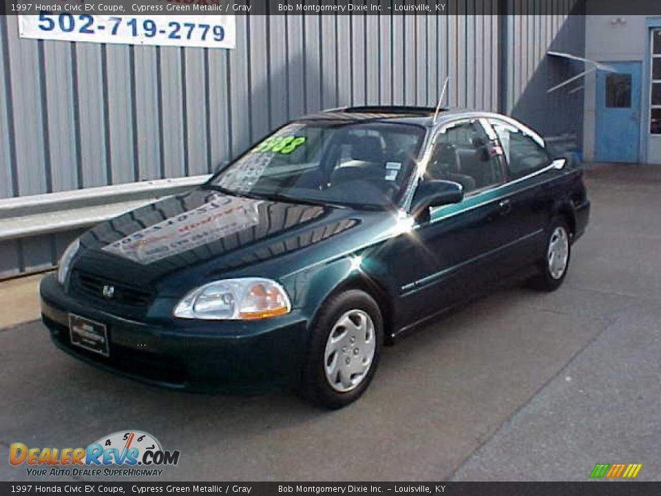 1997 Honda Civic EX Coupe Cypress Green Metallic / Gray Photo #2