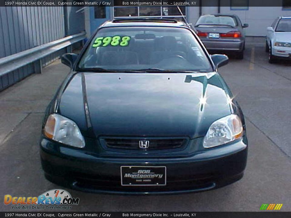 1997 Honda Civic EX Coupe Cypress Green Metallic / Gray Photo #3