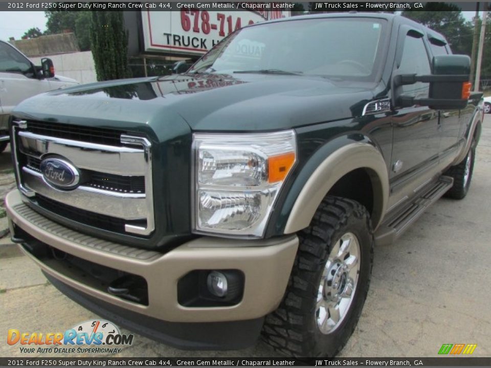 2012 Ford F250 Super Duty King Ranch Crew Cab 4x4 Green Gem Metallic / Chaparral Leather Photo #1