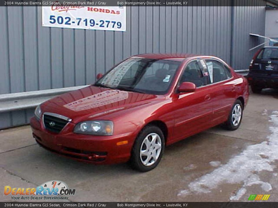 2004 Hyundai Elantra GLS Sedan Crimson Dark Red / Gray Photo #2