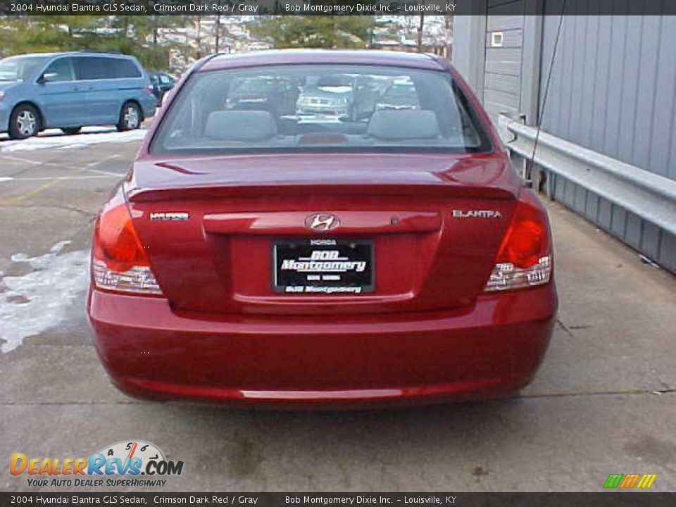 2004 Hyundai Elantra GLS Sedan Crimson Dark Red / Gray Photo #8