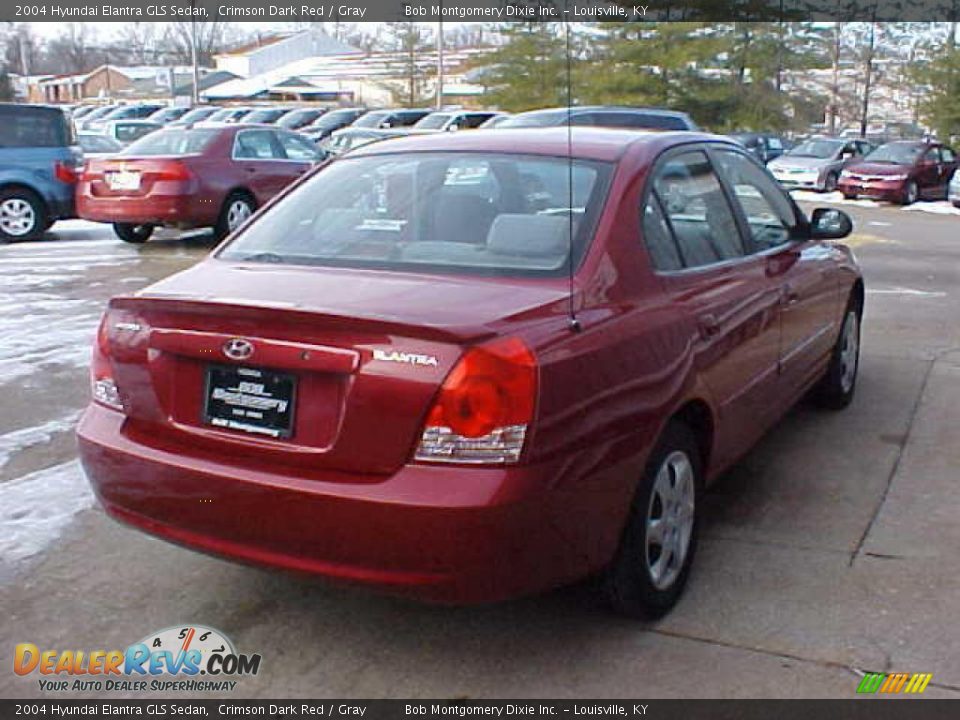 2004 Hyundai Elantra GLS Sedan Crimson Dark Red / Gray Photo #9