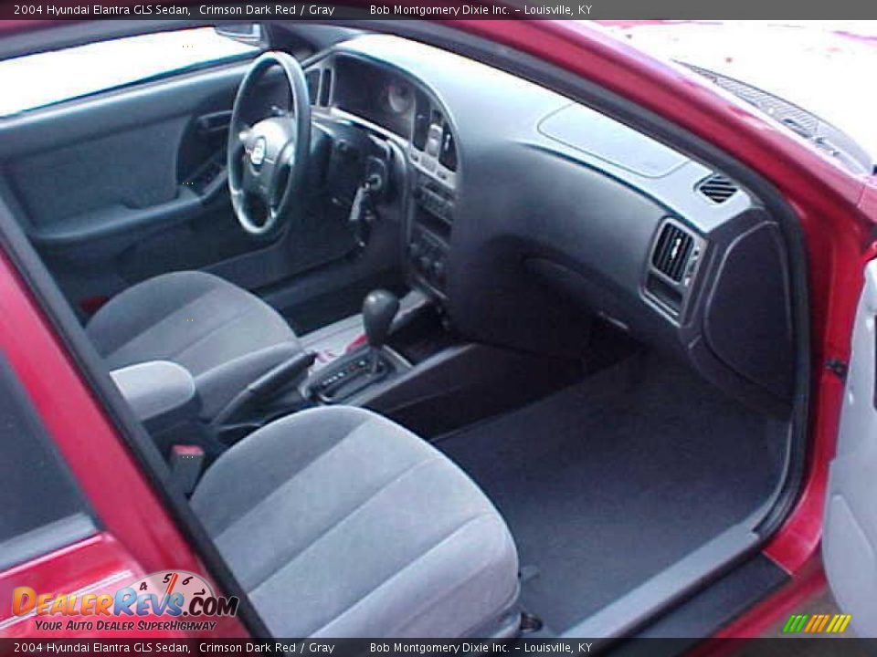 2004 Hyundai Elantra GLS Sedan Crimson Dark Red / Gray Photo #10