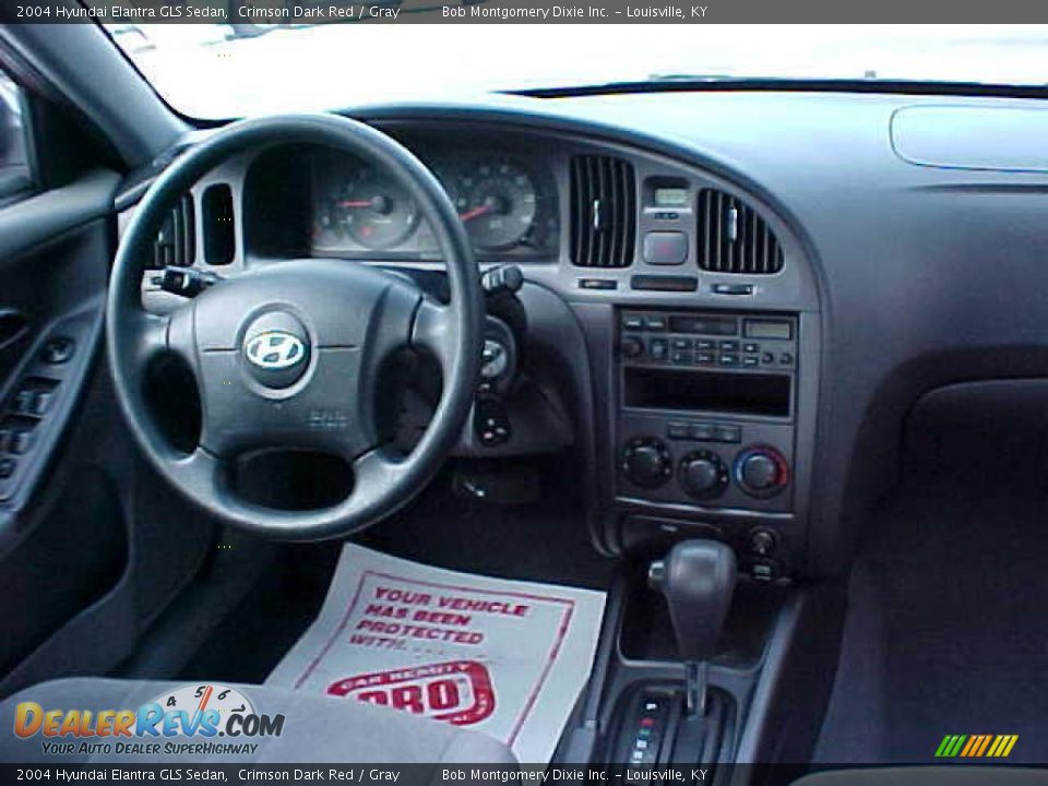 2004 Hyundai Elantra GLS Sedan Crimson Dark Red / Gray Photo #11