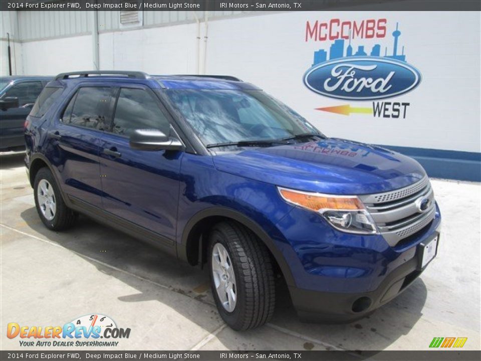 2014 Ford Explorer FWD Deep Impact Blue / Medium Light Stone Photo #1