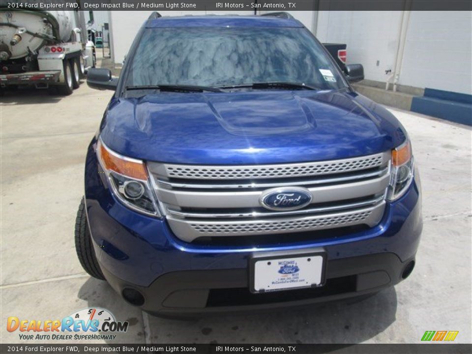 2014 Ford Explorer FWD Deep Impact Blue / Medium Light Stone Photo #2