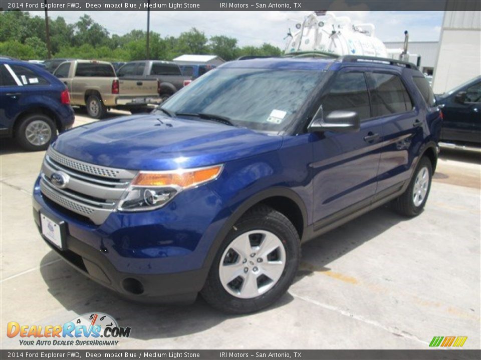 2014 Ford Explorer FWD Deep Impact Blue / Medium Light Stone Photo #3