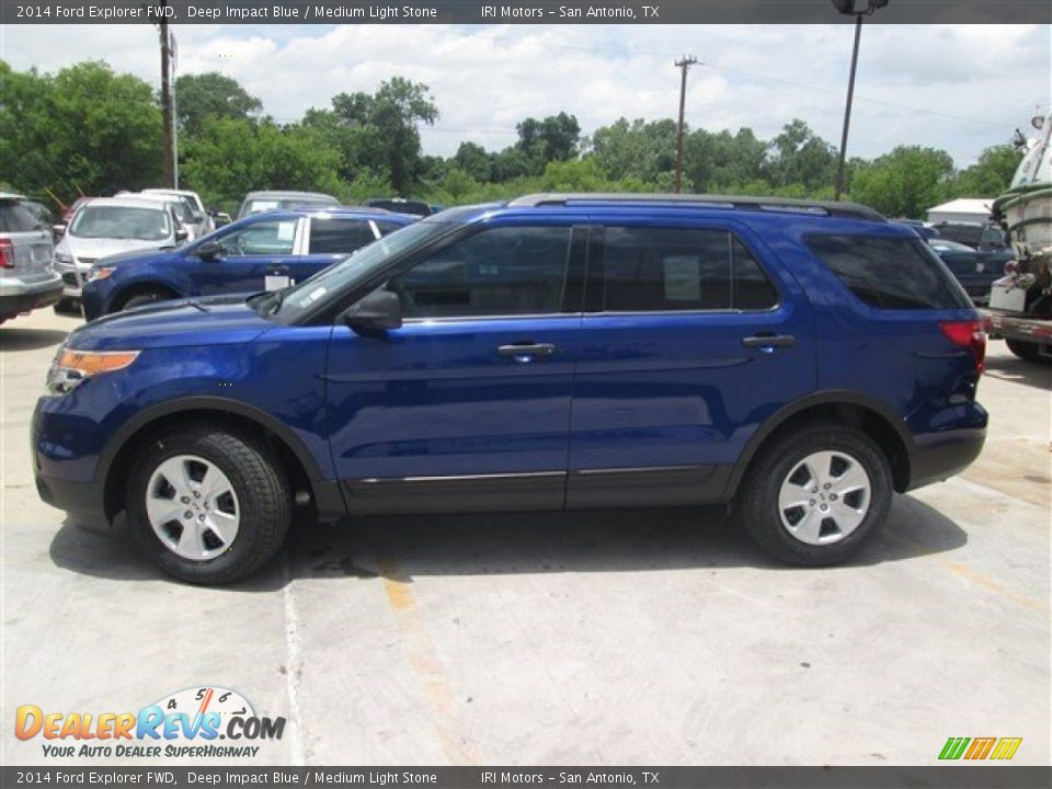 2014 Ford Explorer FWD Deep Impact Blue / Medium Light Stone Photo #4