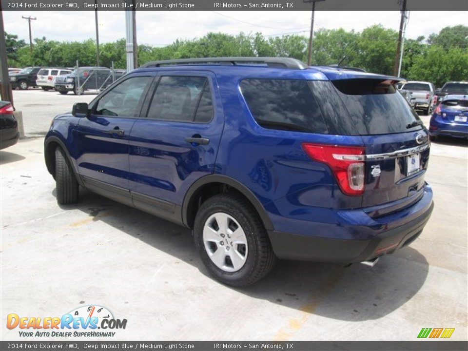 2014 Ford Explorer FWD Deep Impact Blue / Medium Light Stone Photo #5