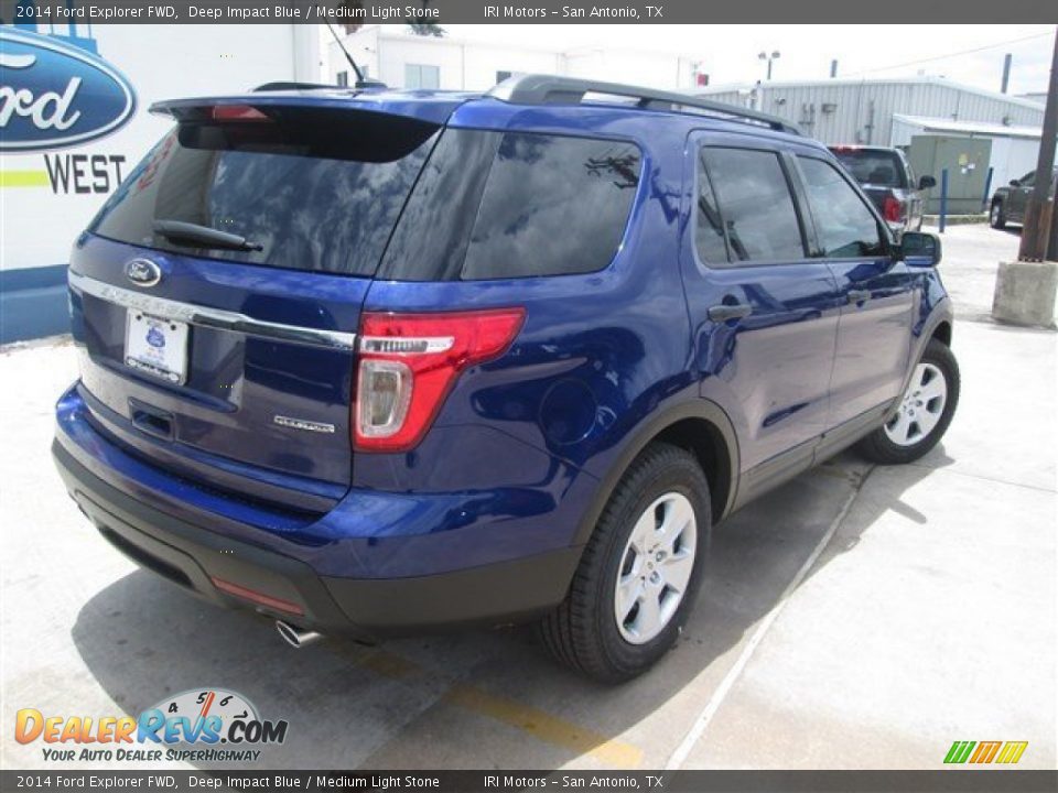 2014 Ford Explorer FWD Deep Impact Blue / Medium Light Stone Photo #7
