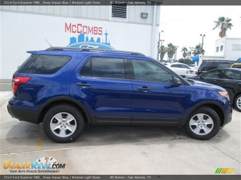 2014 Ford Explorer FWD Deep Impact Blue / Medium Light Stone Photo #8