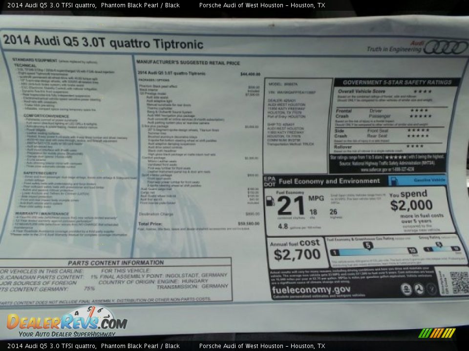 2014 Audi Q5 3.0 TFSI quattro Phantom Black Pearl / Black Photo #30