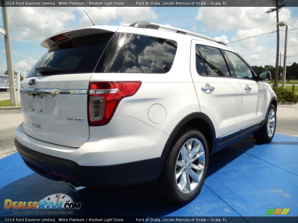 2014 Ford Explorer Limited White Platinum / Medium Light Stone Photo #3