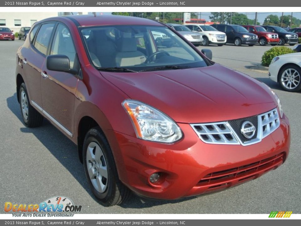 2013 Nissan Rogue S Cayenne Red / Gray Photo #2