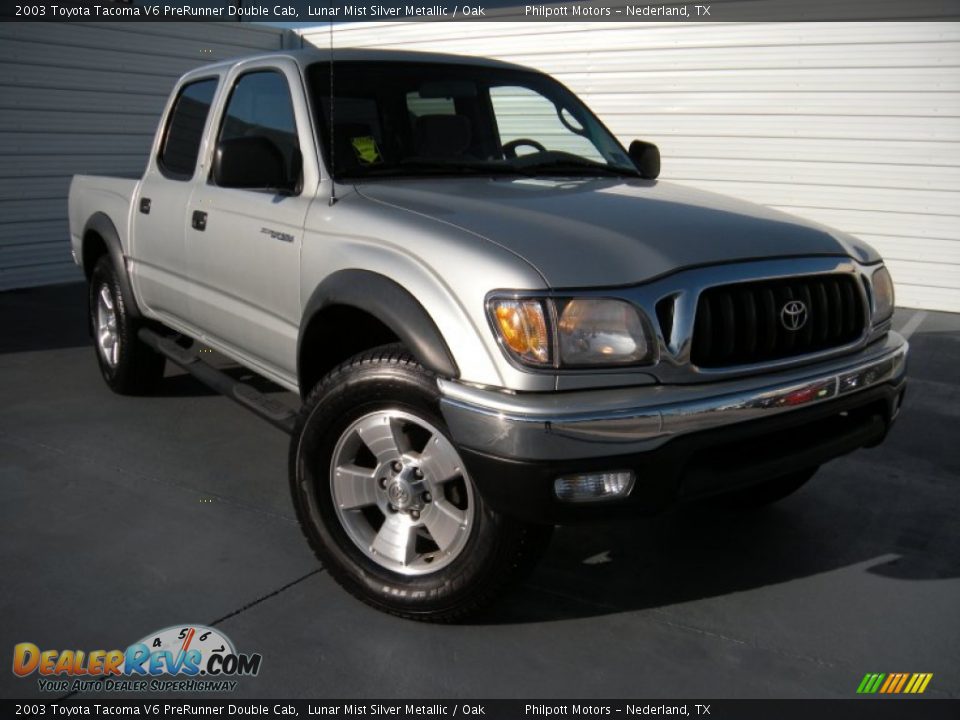 2003 Toyota Tacoma V6 PreRunner Double Cab Lunar Mist Silver Metallic / Oak Photo #2