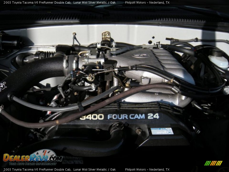 2003 Toyota Tacoma V6 PreRunner Double Cab Lunar Mist Silver Metallic / Oak Photo #24