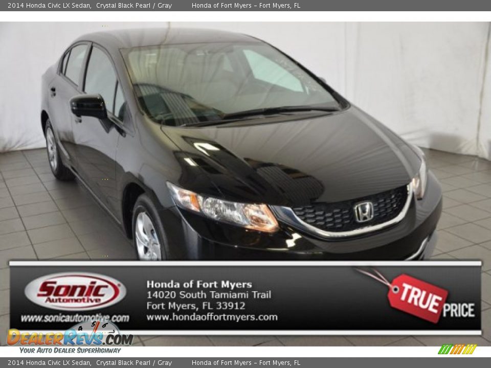 2014 Honda Civic LX Sedan Crystal Black Pearl / Gray Photo #1