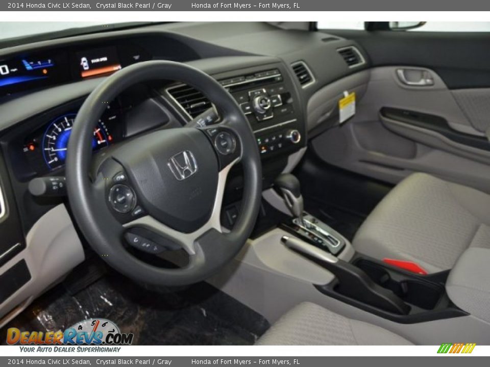 2014 Honda Civic LX Sedan Crystal Black Pearl / Gray Photo #10