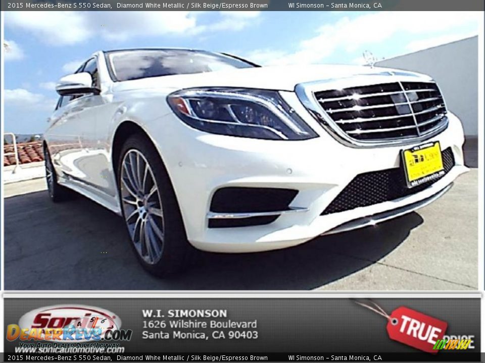 2015 Mercedes-Benz S 550 Sedan Diamond White Metallic / Silk Beige/Espresso Brown Photo #1