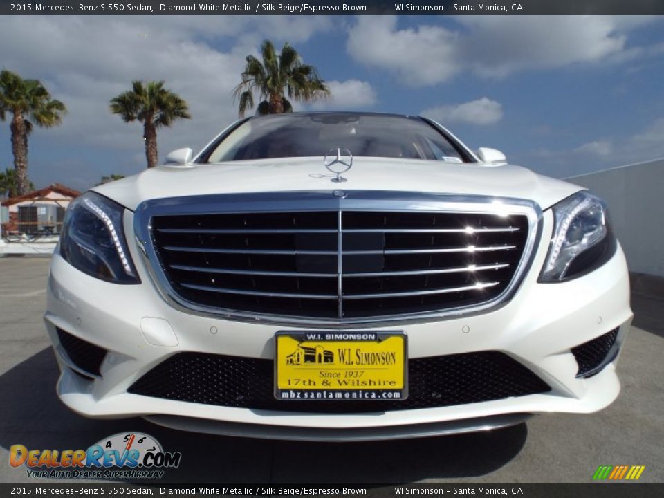 2015 Mercedes-Benz S 550 Sedan Diamond White Metallic / Silk Beige/Espresso Brown Photo #2