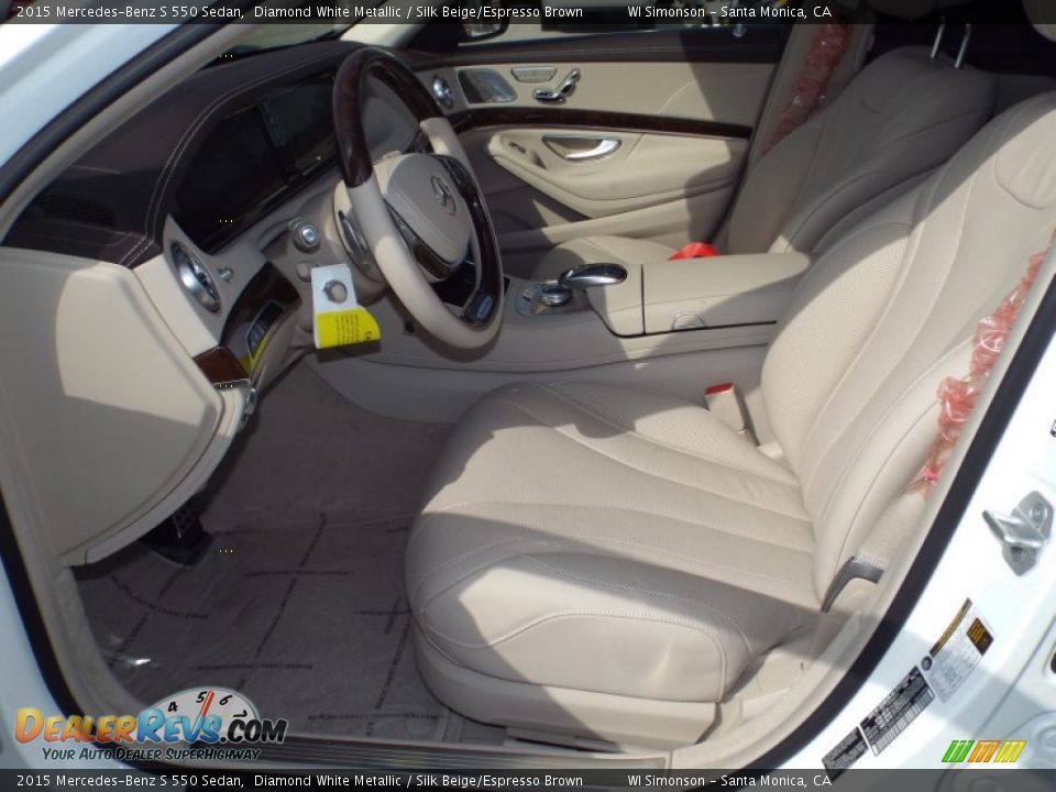 2015 Mercedes-Benz S 550 Sedan Diamond White Metallic / Silk Beige/Espresso Brown Photo #7