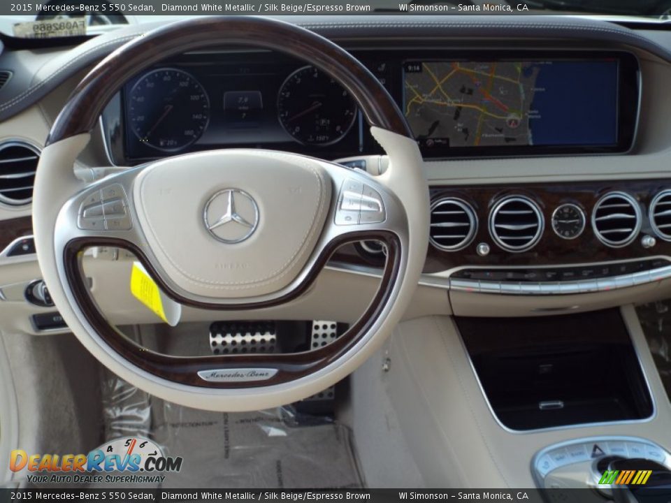 2015 Mercedes-Benz S 550 Sedan Diamond White Metallic / Silk Beige/Espresso Brown Photo #9